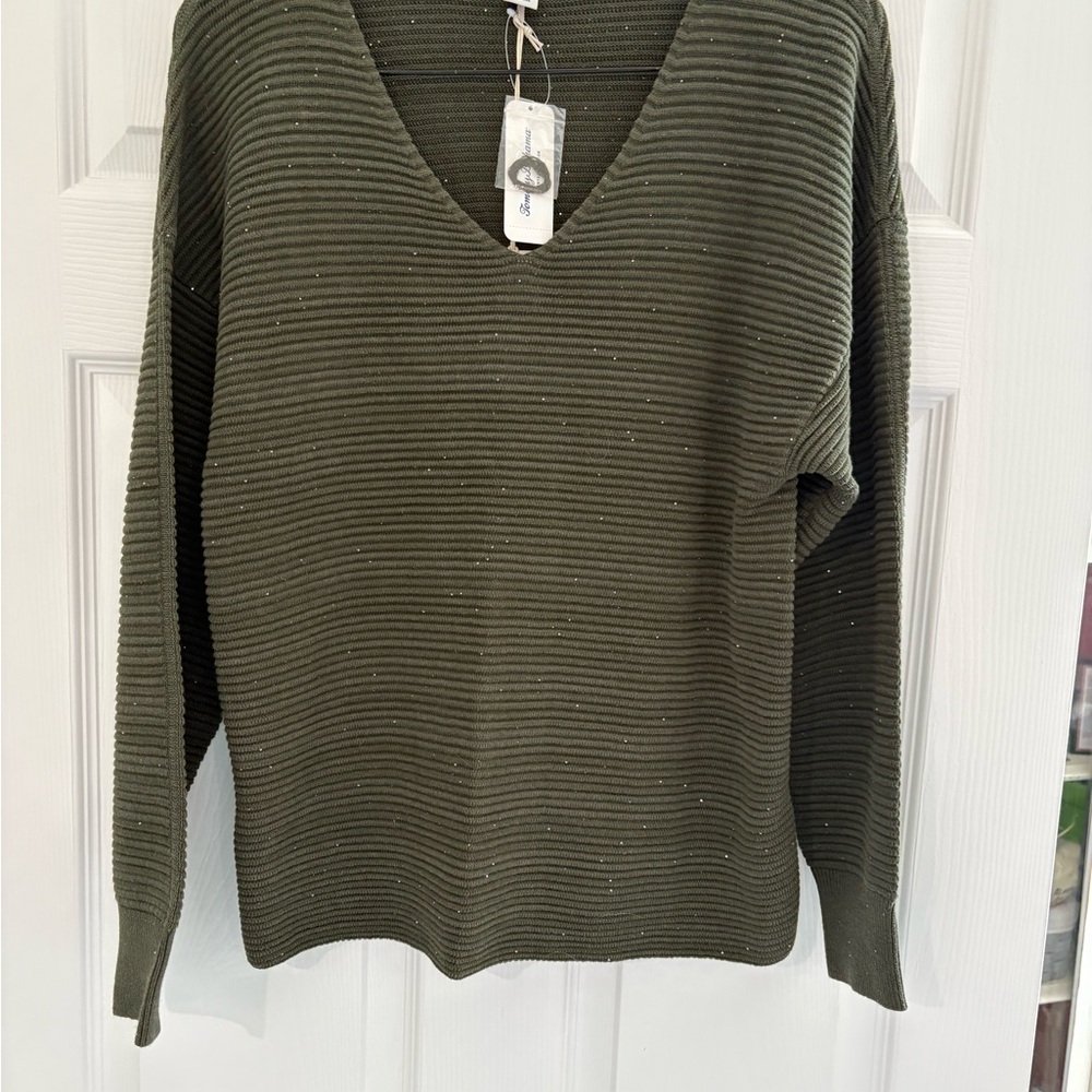 Tommy Bahama Olive Green Ribbed Sweater